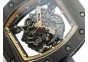 RM055 Carbon Case KVF Best Edition Carbon Bezel Skeleton Dial Black Crown on White Rubber Strap MIYOTA8215