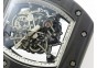 RM055 Ti Case KVF Best Edition Carbon Bezel Skeleton Dial Black Crown on White Rubber Strap MIYOTA8215