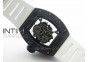 RM055 Ti Case KVF Best Edition Carbon Bezel Skeleton Dial Black Crown on White Rubber Strap MIYOTA8215