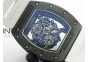 RM055 Ti Case KVF Best Edition Carbon Bezel Skeleton Dial Black Crown on White Rubber Strap MIYOTA8215