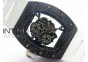 RM055 Ti Case KVF Best Edition Carbon Bezel Skeleton Dial White Crown on White Rubber Strap MIYOTA8215