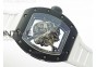 RM055 White Ceramic Case KVF Best Edition Black Ceramic Bezel Skeleton Dial on White Rubber Strap MIYOTA8215