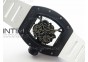 RM055 White Ceramic Case KVF Best Edition Black Ceramic Bezel Skeleton Dial on White Rubber Strap MIYOTA8215