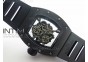 RM055 White Ceramic Case KVF Best Edition Black Ceramic Bezel Skeleton Dial on Black Rubber Strap MIYOTA8215