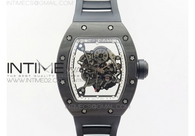 RM055 Ti Case KVF Best Edition Black Ceramic Bezel Skeleton Dial on Black Rubber Strap MIYOTA8215