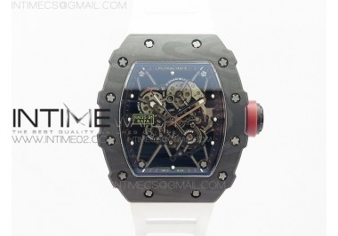 RM035-01 Forged Carbon Case V2 KVF Best Edition Skeleton Dial Red Crown on White Rubber Strap MIYOTA8215