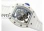 RM055 Real White Ceramic Case KVF Best Edition Skeleton Dial Blue on White Rubber Strap MIYOTA8215