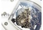 RM055 Real White Ceramic Case KVF Best Edition Skeleton Dial Blue on White Rubber Strap MIYOTA8215