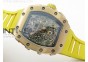 RM011 RG Chronograph SS Case KVF 1:1 Best Edition Crystal Skeleton Dial on Yellow Rubber Strap A7750