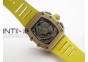 RM011 RG Chronograph SS Case KVF 1:1 Best Edition Crystal Skeleton Dial on Yellow Rubber Strap A7750