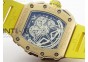 RM011 RG Chronograph SS Case KVF 1:1 Best Edition Crystal Skeleton Dial on Yellow Rubber Strap A7750