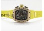 RM011 RG Chronograph SS Case KVF 1:1 Best Edition Crystal Skeleton Dial on Yellow Rubber Strap A7750