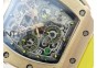 RM011 RG Chronograph SS Case KVF 1:1 Best Edition Crystal Skeleton Dial on Yellow Rubber Strap A7750