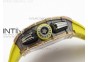 RM011 RG Chronograph RG Case KVF 1:1 Best Edition Crystal Skeleton Dial on Yellow Rubber Strap A7750