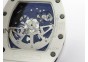 RM011 Carbon Case Chronograph KVF 1:1 Best Edition White Ceramic Bezel Skeleton Dial on White Rubber Strap A7750