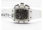 RM011 Carbon Case Chronograph KVF 1:1 Best Edition White Ceramic Bezel Skeleton Dial on White Rubber Strap A7750