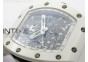 RM011 Carbon Case Chronograph KVF 1:1 Best Edition White Ceramic Bezel Skeleton Dial on White Rubber Strap A7750