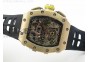 RM011 RG Chronograph RG Case KVF 1:1 Best Edition Crystal Skeleton Dial on Black Rubber Strap A7750