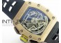 RM011 RG Chronograph RG Case KVF 1:1 Best Edition Crystal Skeleton Dial on Black Rubber Strap A7750