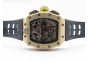 RM011 RG Chronograph RG Case KVF 1:1 Best Edition Crystal Skeleton Dial on Black Rubber Strap A7750