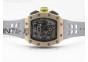 RM011 RG Chronograph SS Case KVF 1:1 Best Edition Crystal Skeleton Dial on Gray Rubber Strap A7750