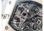 RM011 RG Chronograph SS Case KVF 1:1 Best Edition Crystal Skeleton Dial on Gray Rubber Strap A7750