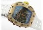 RM011 RG Chronograph RG Case KVF 1:1 Best Edition Crystal Skeleton Dial on White Rubber Strap A7750