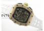 RM011 RG Chronograph SS Case KVF 1:1 Best Edition Crystal Skeleton Dial on White Rubber Strap A7750