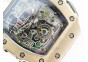 RM011 RG Chronograph SS Case KVF 1:1 Best Edition Crystal Skeleton Dial on White Rubber Strap A7750