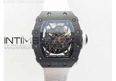 RM035-02 Rafa Nadal Forged Carbon Case V2 KVF Best Edition Skeleton Dial White Crown on White Nylon Strap MIYOTA8215