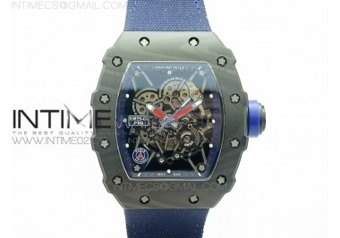 RM035-01 Forged Carbon Case V2 KVF Best Edition Skeleton Dial Blue Crown on Blue Nylon Strap MIYOTA8215