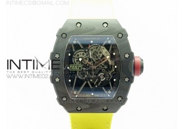 RM035-01 Forged Carbon Case V2 KVF Best Edition Skeleton Dial Red Crown on Yellow Nylon Strap MIYOTA8215