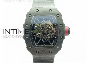 RM035-01 Forged Carbon Case V2 KVF Best Edition Skeleton Dial Red Crown on Gray Nylon Strap MIYOTA8215