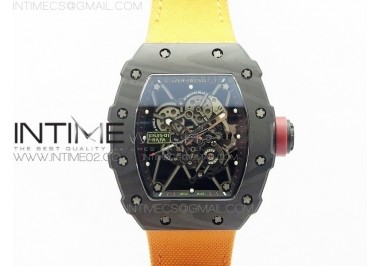 RM035-01 Forged Carbon Case V2 KVF Best Edition Skeleton Dial Red Crown on Orange Nylon Strap MIYOTA8215