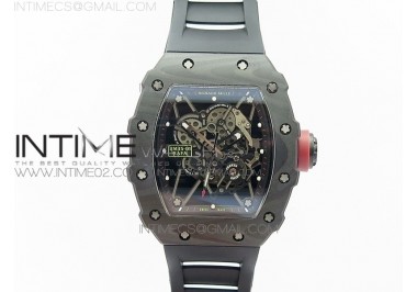 RM035-01 Forged Carbon Case V2 KVF Best Edition Skeleton Dial Red Crown on Black Rubber Strap MIYOTA8215