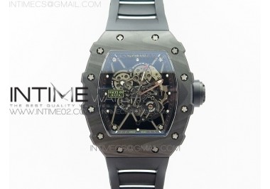 RM035-01 Forged Carbon Case V2 KVF Best Edition Skeleton Dial Black Crown on Black Rubber Strap MIYOTA8215