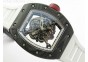 RM055 Forged Carbon Case KVF Best Edition Skeleton Dial White Inner Bezel Red Crown on White Rubber Strap MIYOTA8215