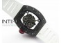 RM055 Forged Carbon Case KVF Best Edition Skeleton Dial White Inner Bezel Red Crown on White Rubber Strap MIYOTA8215