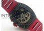 RM011 RG Case Chronograph KVF 1:1 Best Edition Carbon Bezel Skeleton Dial on Red Rubber Strap A7750