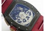 RM011 RG Case Chronograph KVF 1:1 Best Edition Carbon Bezel Skeleton Dial on Red Rubber Strap A7750