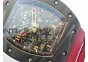 RM011 RG Case Chronograph KVF 1:1 Best Edition Carbon Bezel Skeleton Dial on Red Rubber Strap A7750