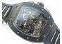 RM011 Ceramic Chronograph KVF 1:1 Best Edition Crystal Skeleton Dial Black on Black Rubber Strap A7750