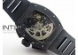 RM011 Ceramic Chronograph KVF 1:1 Best Edition Crystal Skeleton Dial Black on Black Rubber Strap A7750