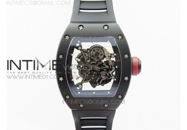 RM055 Real Ceramic Case KVF Best Edition Skeleton Dial Red Crown on Black Rubber Strap MIYOTA8215