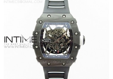 RM035-02 Rafa Nadal Forged Carbon Case V2 KVF Best Edition Skeleton Dial White Crown on Black Rubber Strap MIYOTA8215