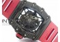 RM035-02 Forged Carbon Case V2 KVF Best Edition Skeleton Dial Red Crown on Red Rubber Strap MIYOTA8215