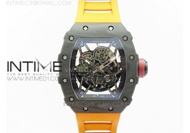 RM035-02 Forged Carbon Case V2 KVF Best Edition Skeleton Dial Red Crown on orange Rubber Strap MIYOTA8215