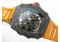 RM035-02 Forged Carbon Case V2 KVF Best Edition Skeleton Dial Red Crown on orange Rubber Strap MIYOTA8215