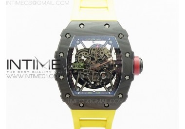 RM035-02 Forged Carbon Case V2 KVF Best Edition Skeleton Dial Red Crown on Yellow Rubber Strap MIYOTA8215