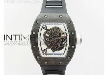 RM055 Forged Carbon Case KVF Best Edition Skeleton Dial White Inner Bezel on Black Rubber Strap MIYOTA8215